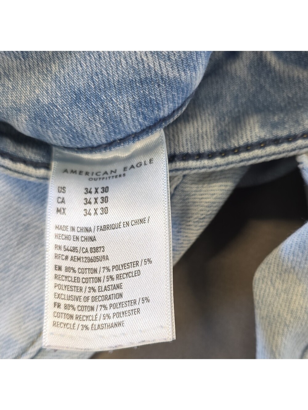 American Eagle Outfitters Real Good Slim Distressed Light Wash Stretch Jeans - Picture 3 of 9